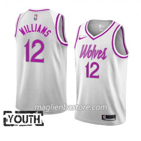 Maglia NBA Minnesota Timberwolves C. J. Williams 12 2018-19 Nike Bianco Swingman - Bambino